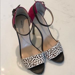 Sole Society Giraffe/Magenta Strappy Heels, Sz. 9